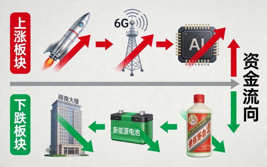 板块轮动分化，科技主线上涨传统板块调整