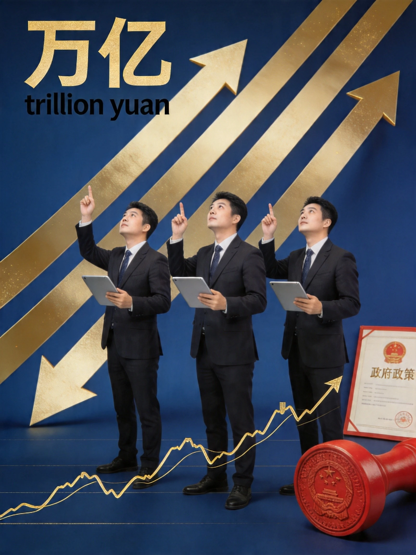 证监会政策文件印章，万亿资金箭头流入A股市场，牛市趋势显现