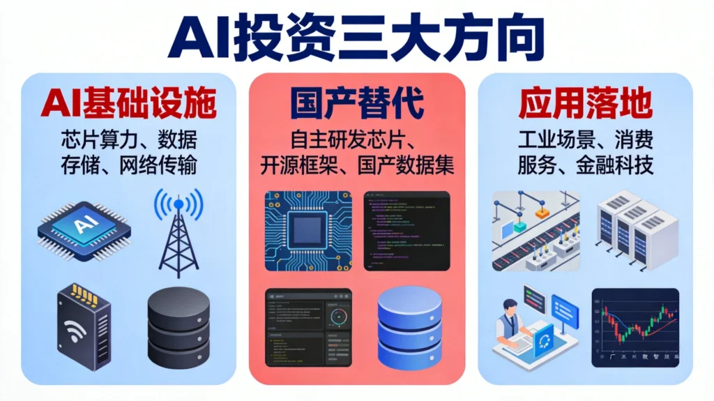 AI产业链三大投资方向:AI基础设施、国产替代、应用落地