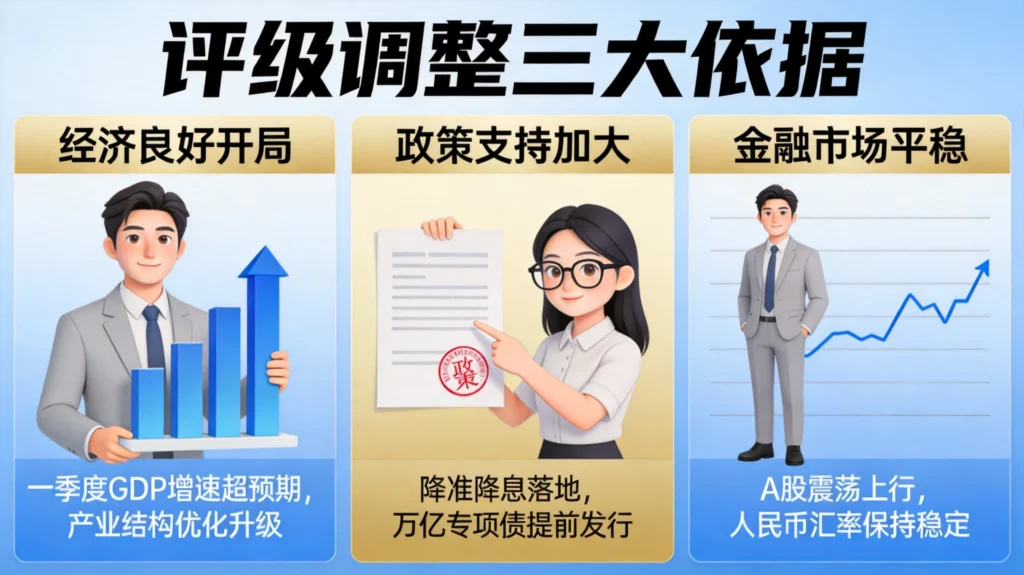 穆迪上调评级展望三大依据:经济一季度良好开局、宏观政策支持力度加大、金融市场运行平稳