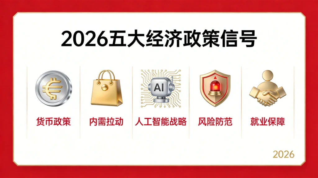 政治局会议五大政策信号解读,涵盖货币政策、扩大内需与AI+国家战略。