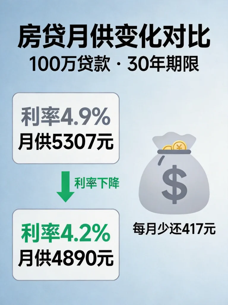 百万房贷30年月供变化计算示意