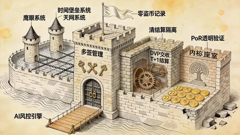 城堡纵截面 四道安全纵深防御